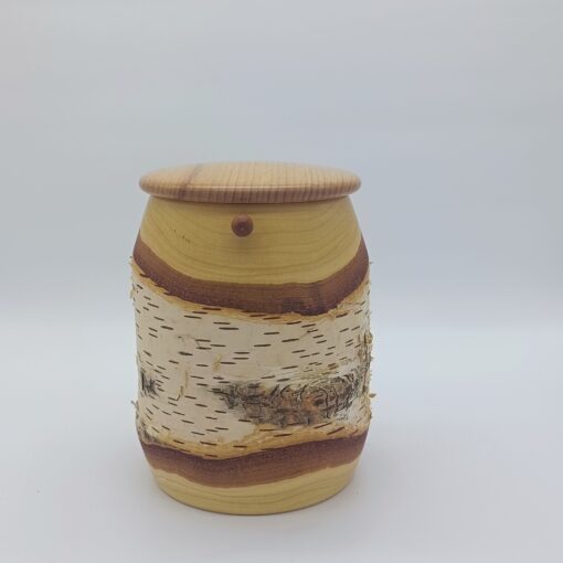 Tierurne aus Holz Birke mit Rinde Volumen ca. 1230ml – Bild 5