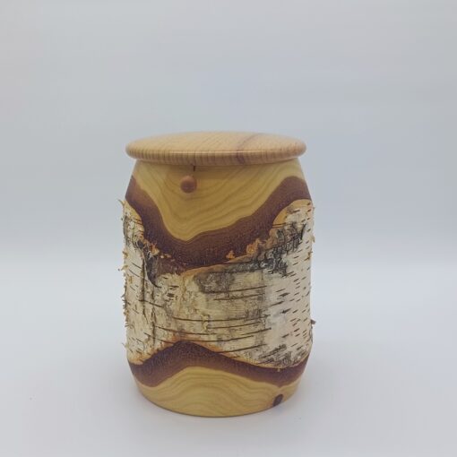 Tierurne aus Holz Birke mit Rinde Volumen ca. 1230ml – Bild 3
