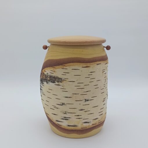 Tierurne aus Holz Birke mit Rinde Volumen ca. 1270ml
