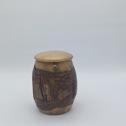 Tierurne aus Holz Nuss mit Rinde Volumen ca. 530ml – Bild 4